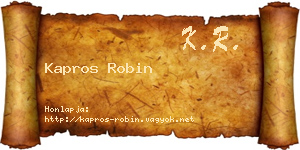 Kapros Robin névjegykártya